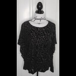 3/$30 Dana Buchman Women's Black Velvet Blouse w/Dolman Sleeves